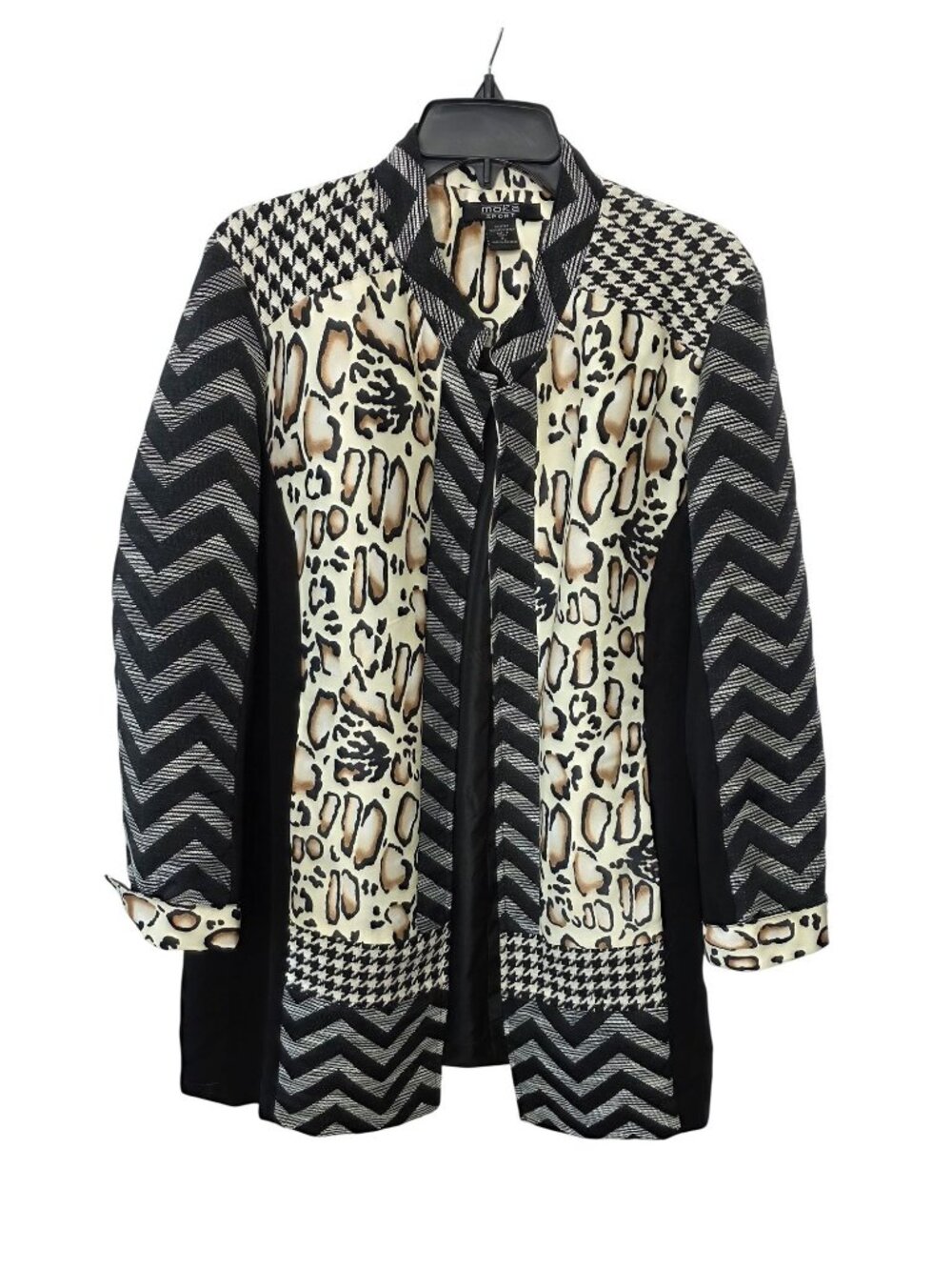 Moka Sport XL Womens Animal Print Mixed Pattern Jacket Black & Beige Lightweight
